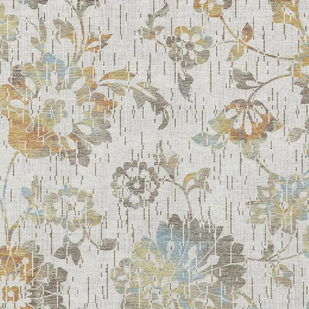 10' X 14' Ivory And Linen Floral Washable Indoor Outdoor Area Rug Homeroots Outdoor