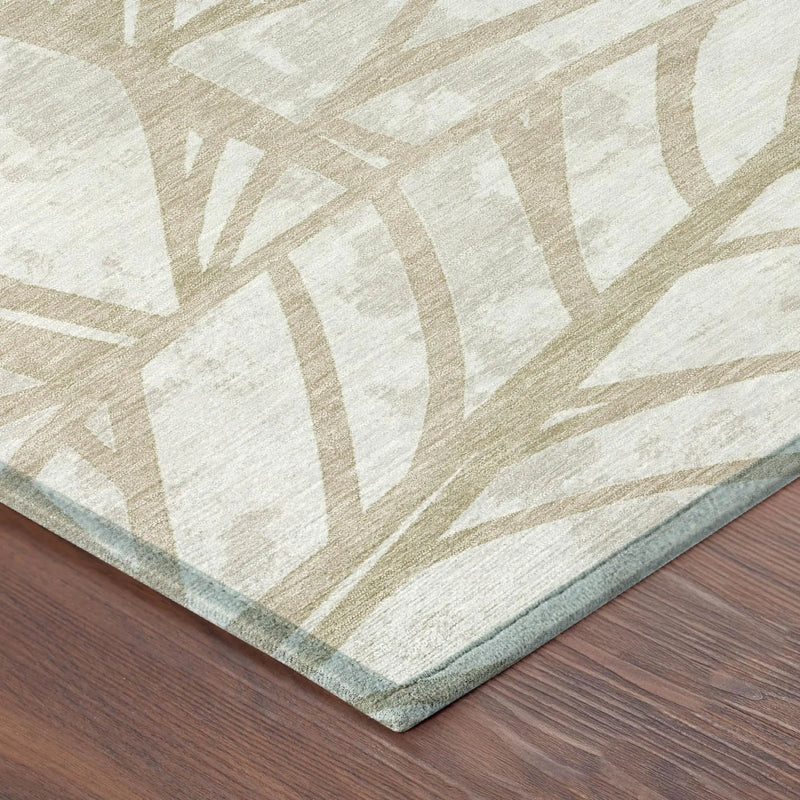 10' X 14' Ivory And Linen Floral Washable Indoor Outdoor Area Rug Homeroots Outdoor