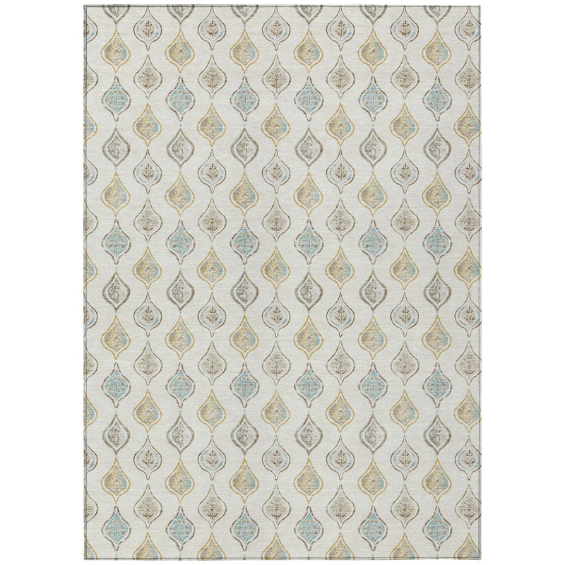 10' X 14' Ivory And Linen Floral Washable Indoor Outdoor Area Rug Homeroots Outdoor