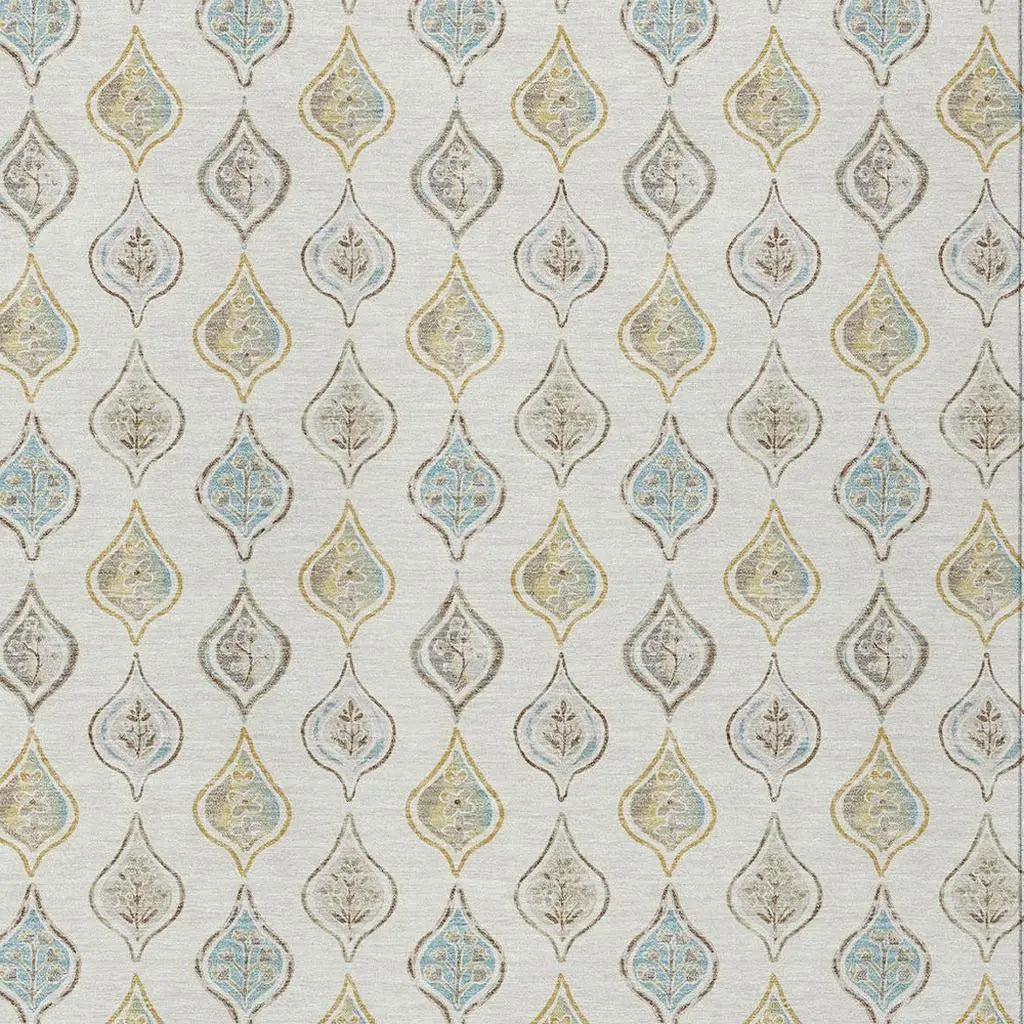 10' X 14' Ivory And Linen Floral Washable Indoor Outdoor Area Rug Homeroots Outdoor