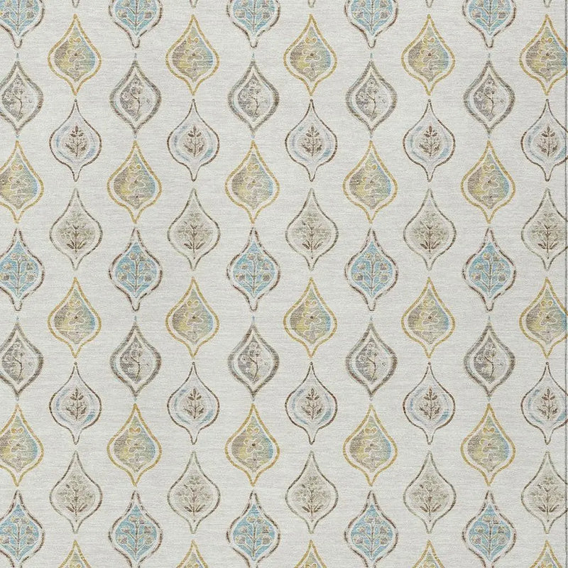 10' X 14' Ivory And Linen Floral Washable Indoor Outdoor Area Rug Homeroots Outdoor