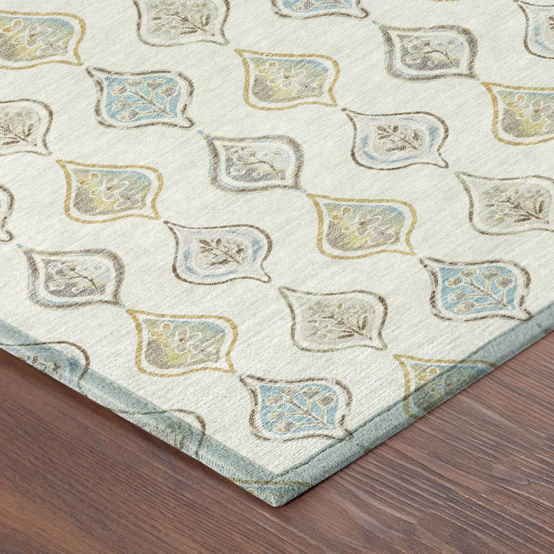 10' X 14' Ivory And Linen Floral Washable Indoor Outdoor Area Rug Homeroots Outdoor