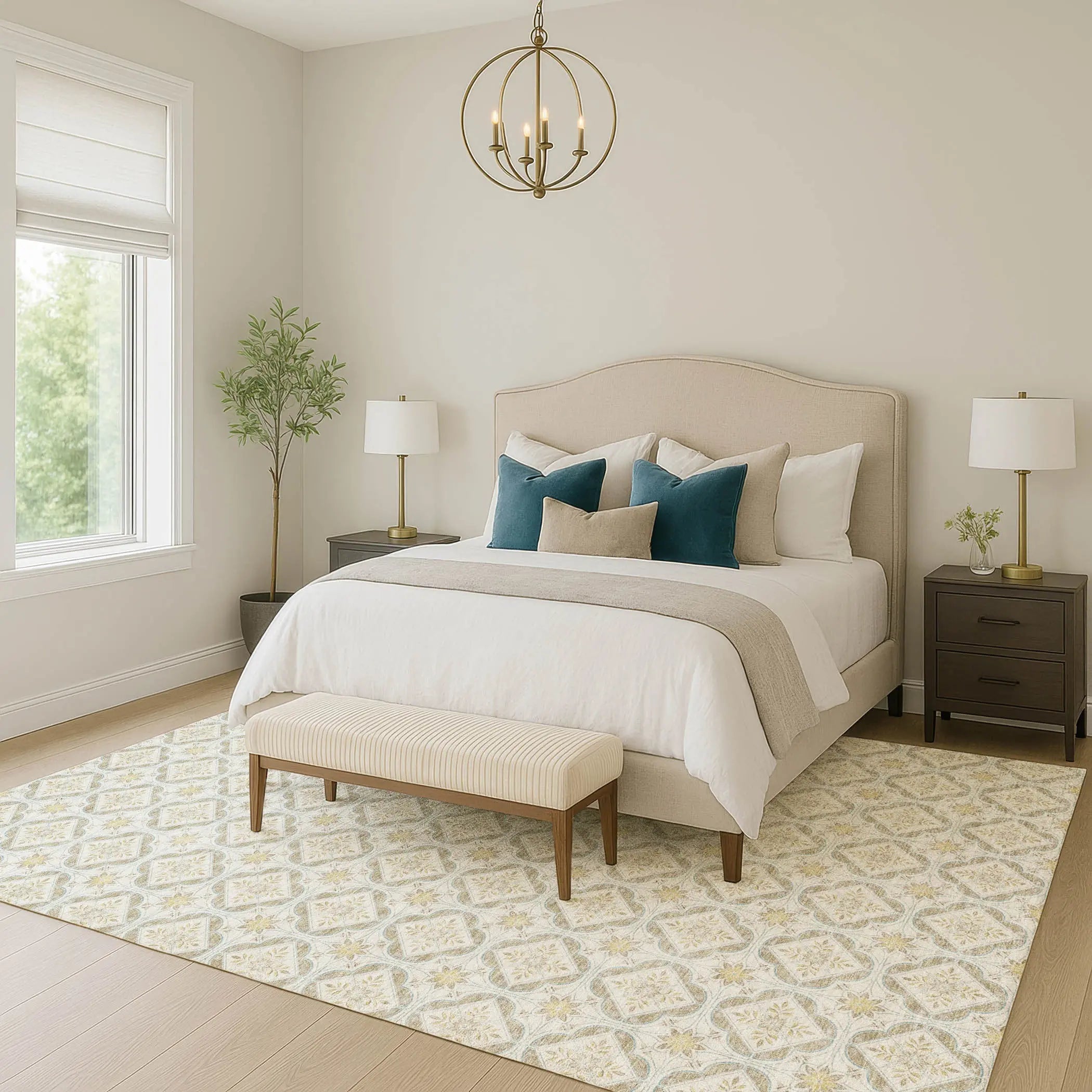 10' X 14' Ivory And Linen Geometric Washable Indoor Outdoor Area Rug Homeroots Outdoor