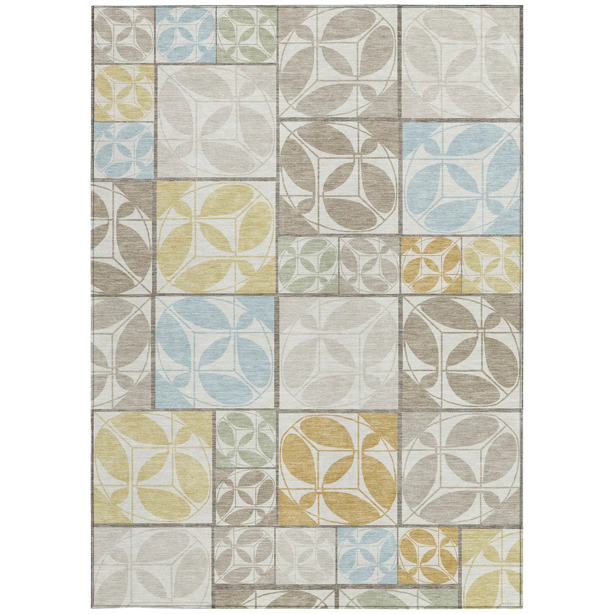 10' X 14' Ivory And Linen Geometric Washable Indoor Outdoor Area Rug Homeroots Outdoor