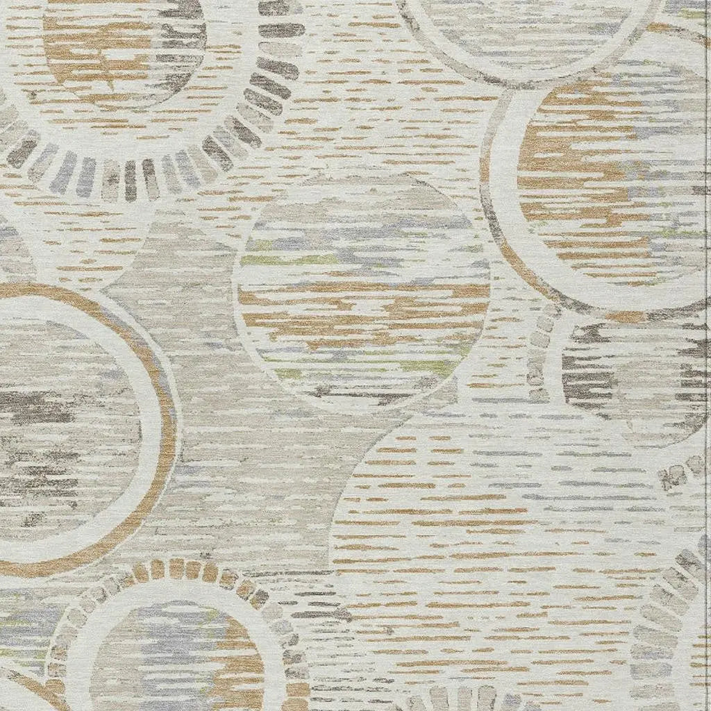 10' X 14' Ivory And Linen Geometric Washable Indoor Outdoor Area Rug Homeroots Outdoor