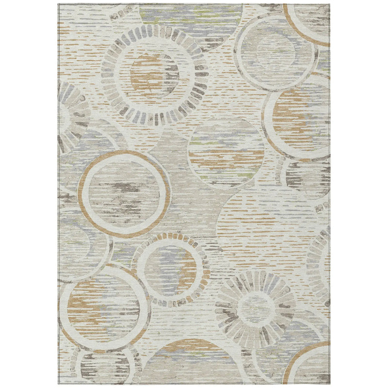 10' X 14' Ivory And Linen Geometric Washable Indoor Outdoor Area Rug Homeroots Outdoor