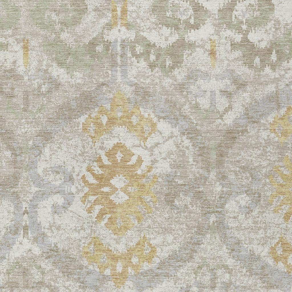 10' X 14' Ivory And Linen Ikat Washable Indoor Outdoor Area Rug Homeroots Outdoor