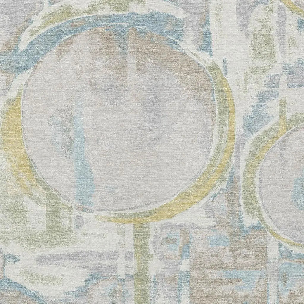 10' X 14' Ivory And Pearl Abstract Washable Indoor Outdoor Area Rug Homeroots Outdoor