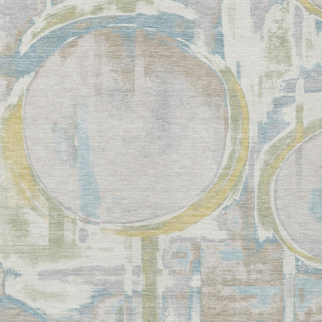 10' X 14' Ivory And Pearl Abstract Washable Indoor Outdoor Area Rug Homeroots Outdoor
