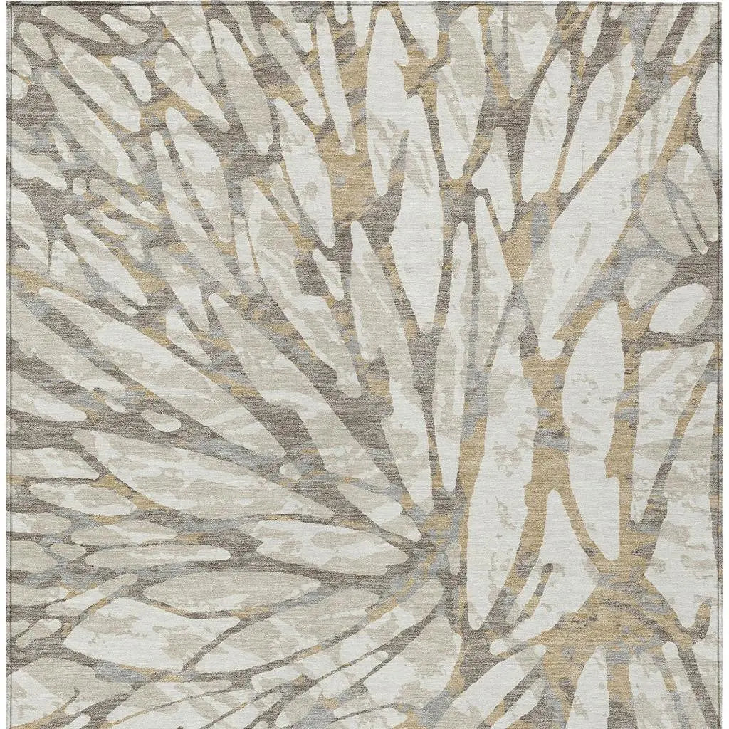 10' X 14' Ivory And Pewter Abstract Washable Indoor Outdoor Area Rug Homeroots Outdoor