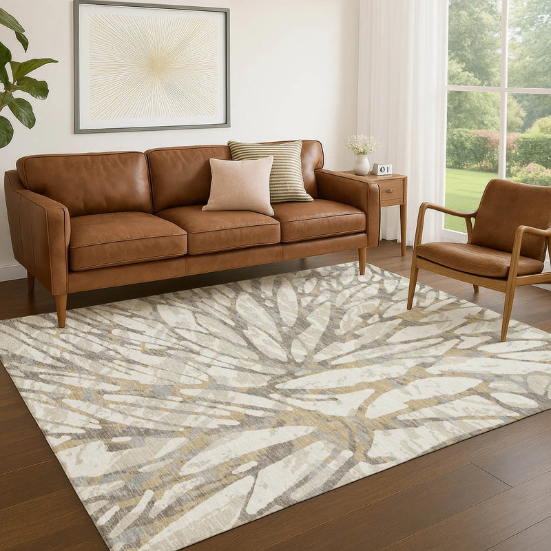 10' X 14' Ivory And Pewter Abstract Washable Indoor Outdoor Area Rug Homeroots Outdoor