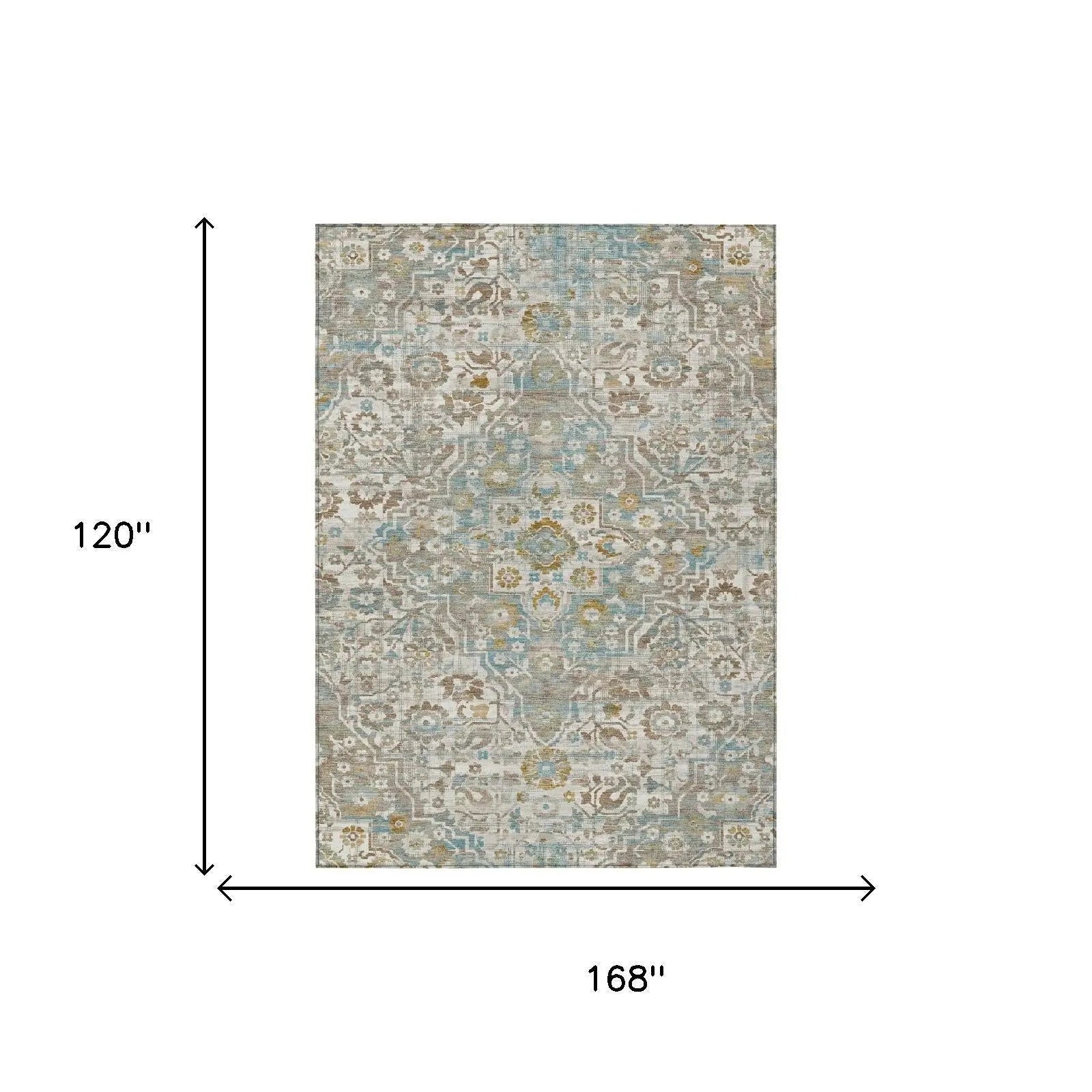 10' X 14' Ivory And Pewter Floral Medallion Washable Indoor Outdoor Area Rug Homeroots Outdoor