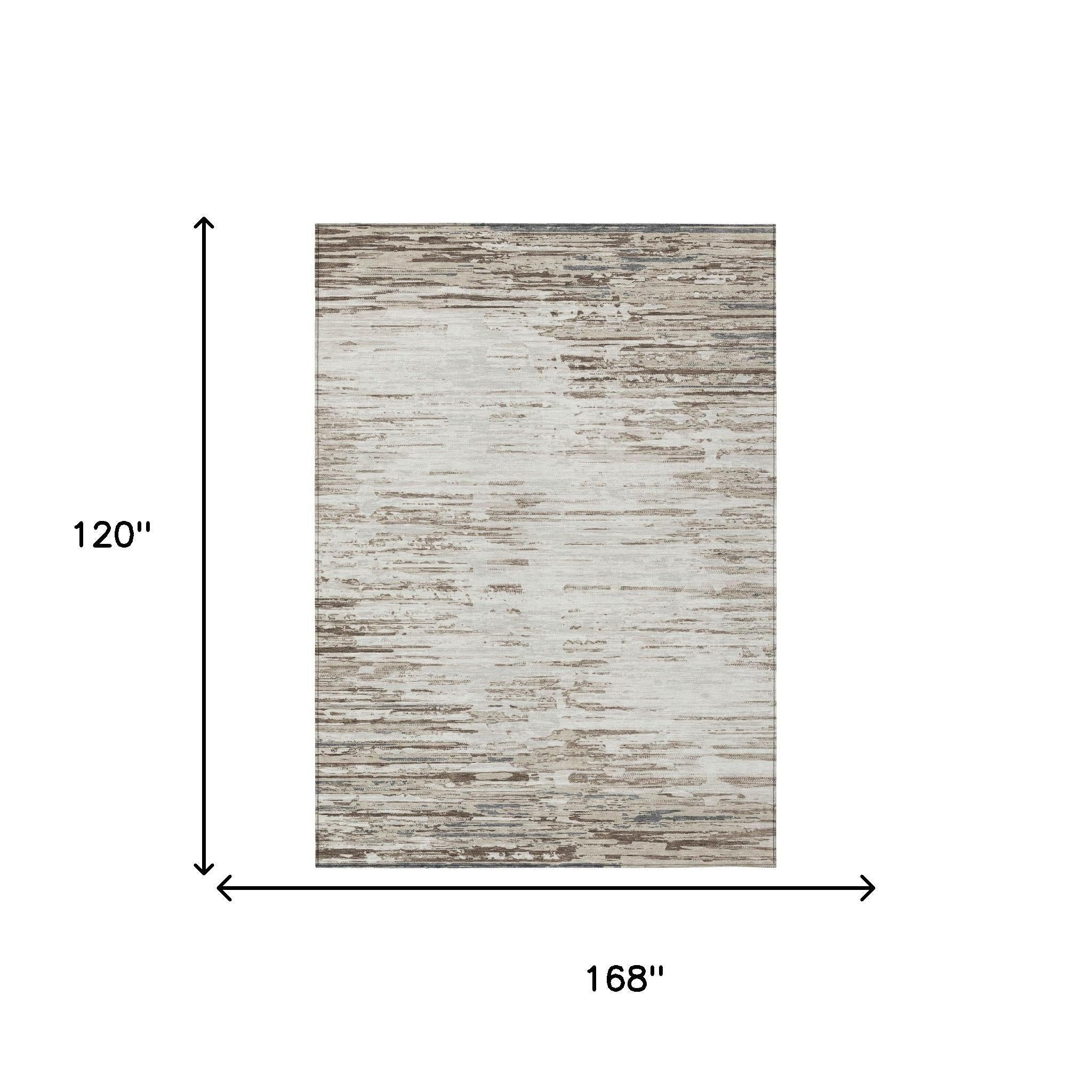 10' X 14' Ivory And Silver Abstract Washable Indoor Outdoor Area Rug Homeroots Outdoor