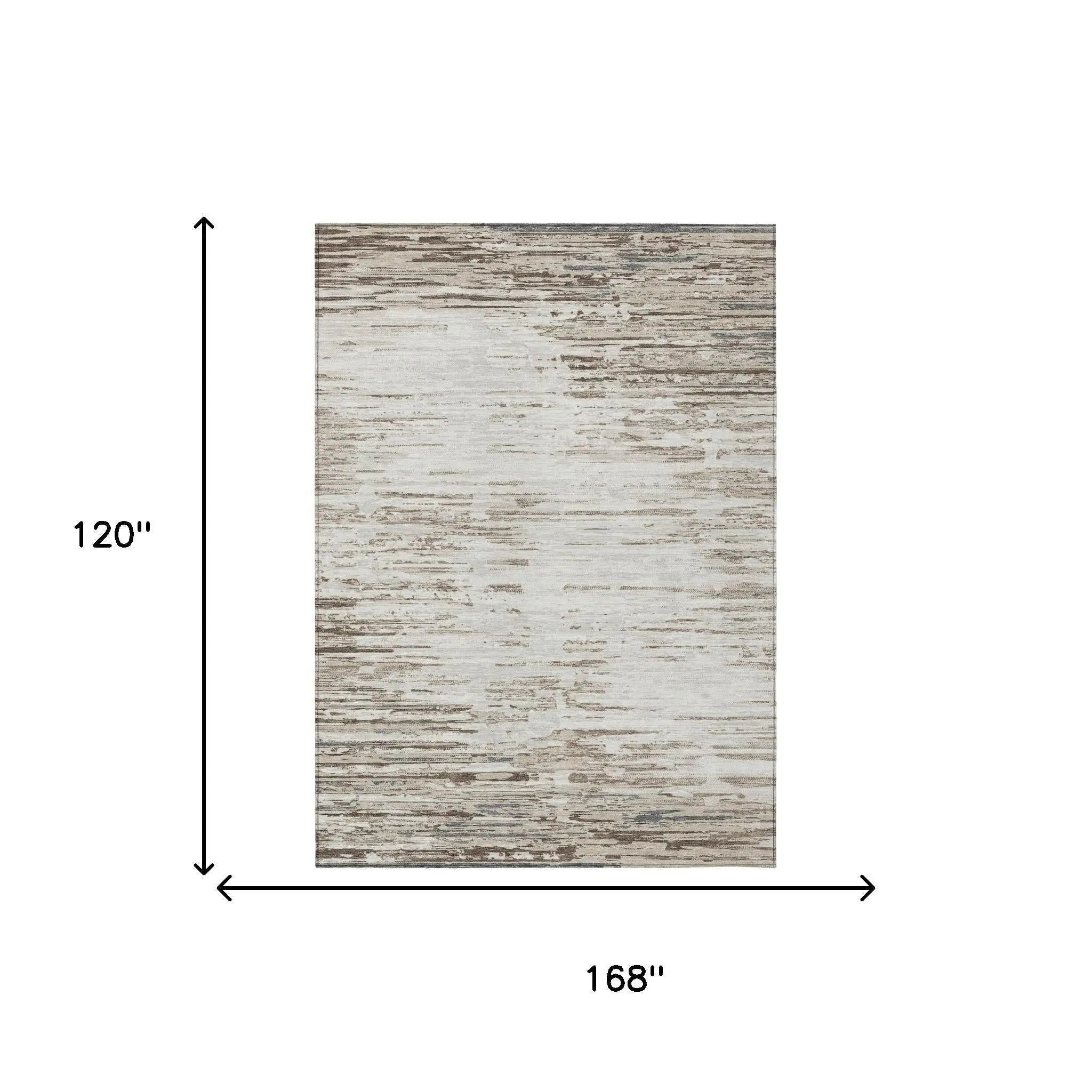10' X 14' Ivory And Silver Abstract Washable Indoor Outdoor Area Rug Homeroots Outdoor