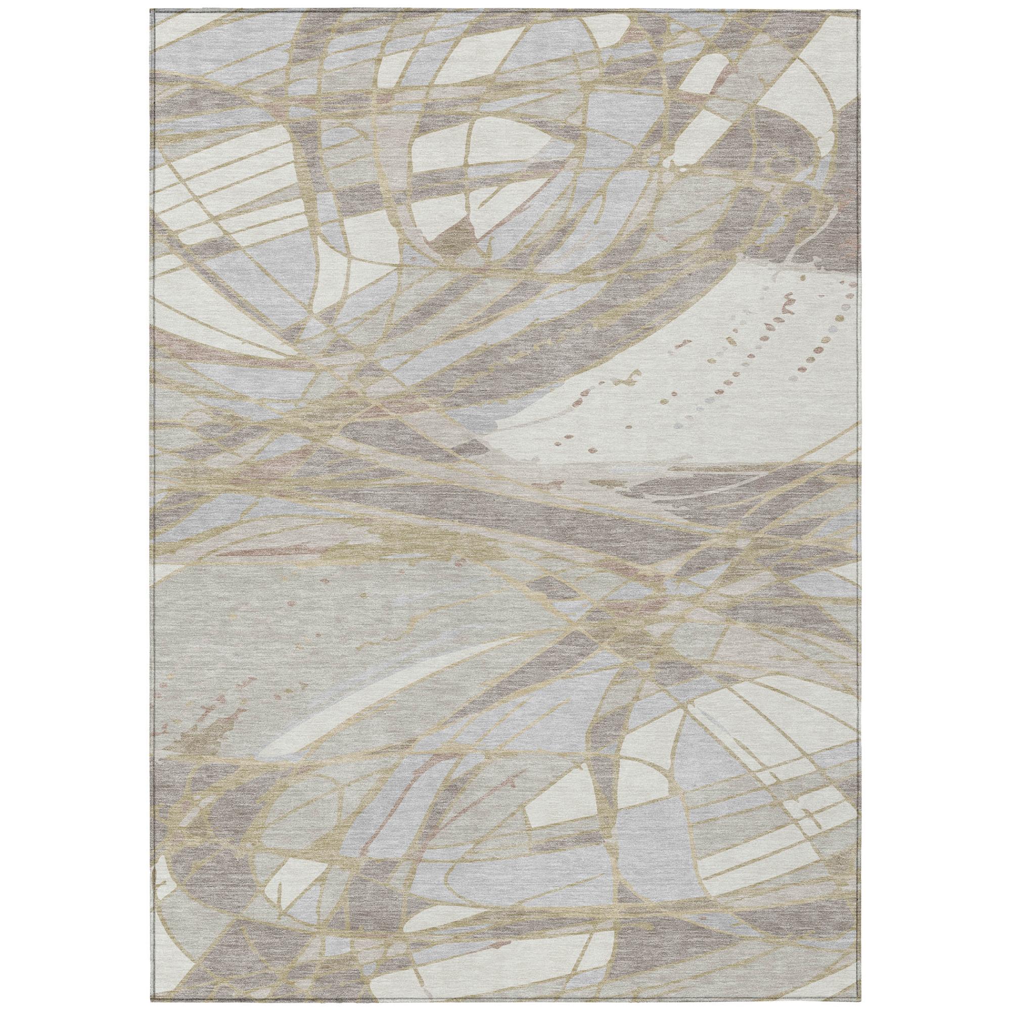 10' X 14' Ivory And Silver Abstract Washable Indoor Outdoor Area Rug Homeroots Outdoor