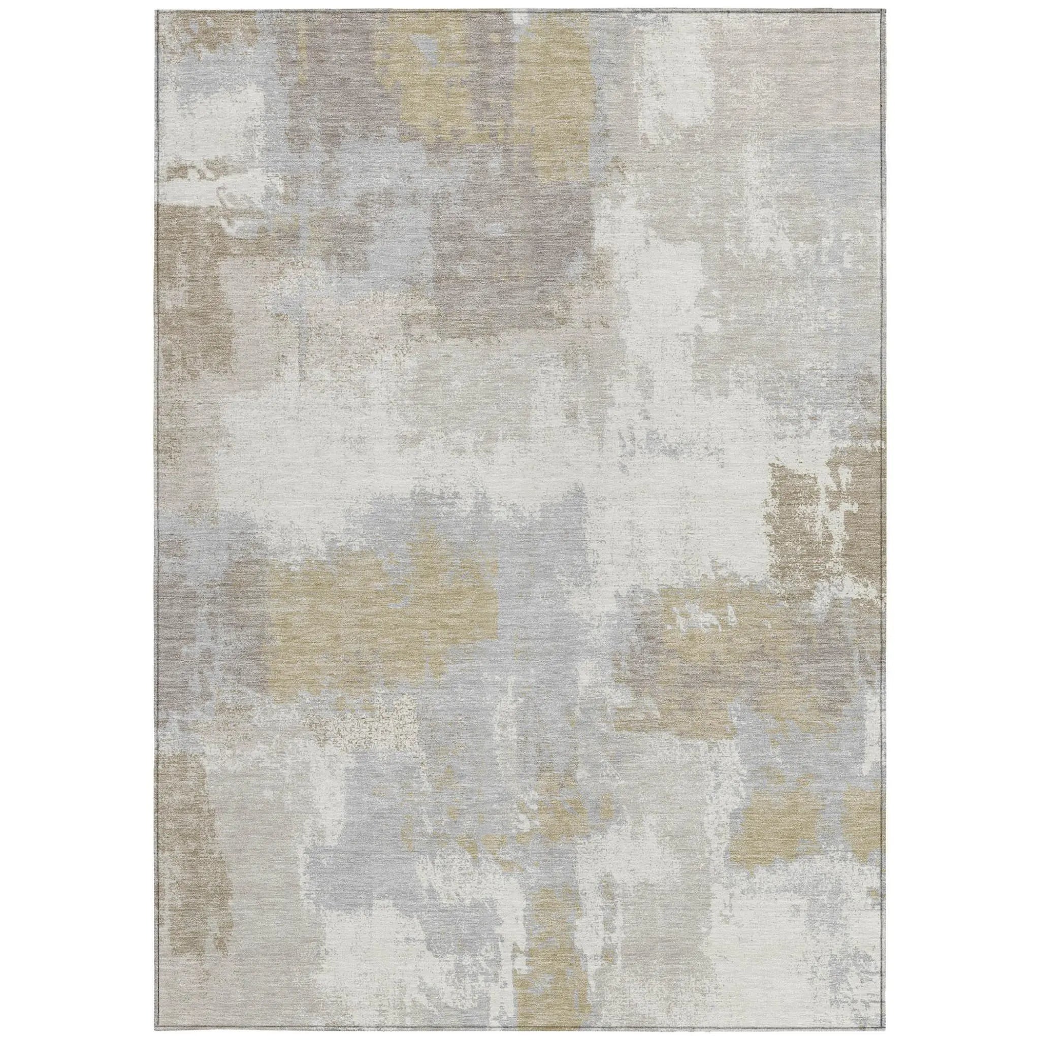 10' X 14' Ivory And Silver Abstract Washable Indoor Outdoor Area Rug Homeroots Outdoor
