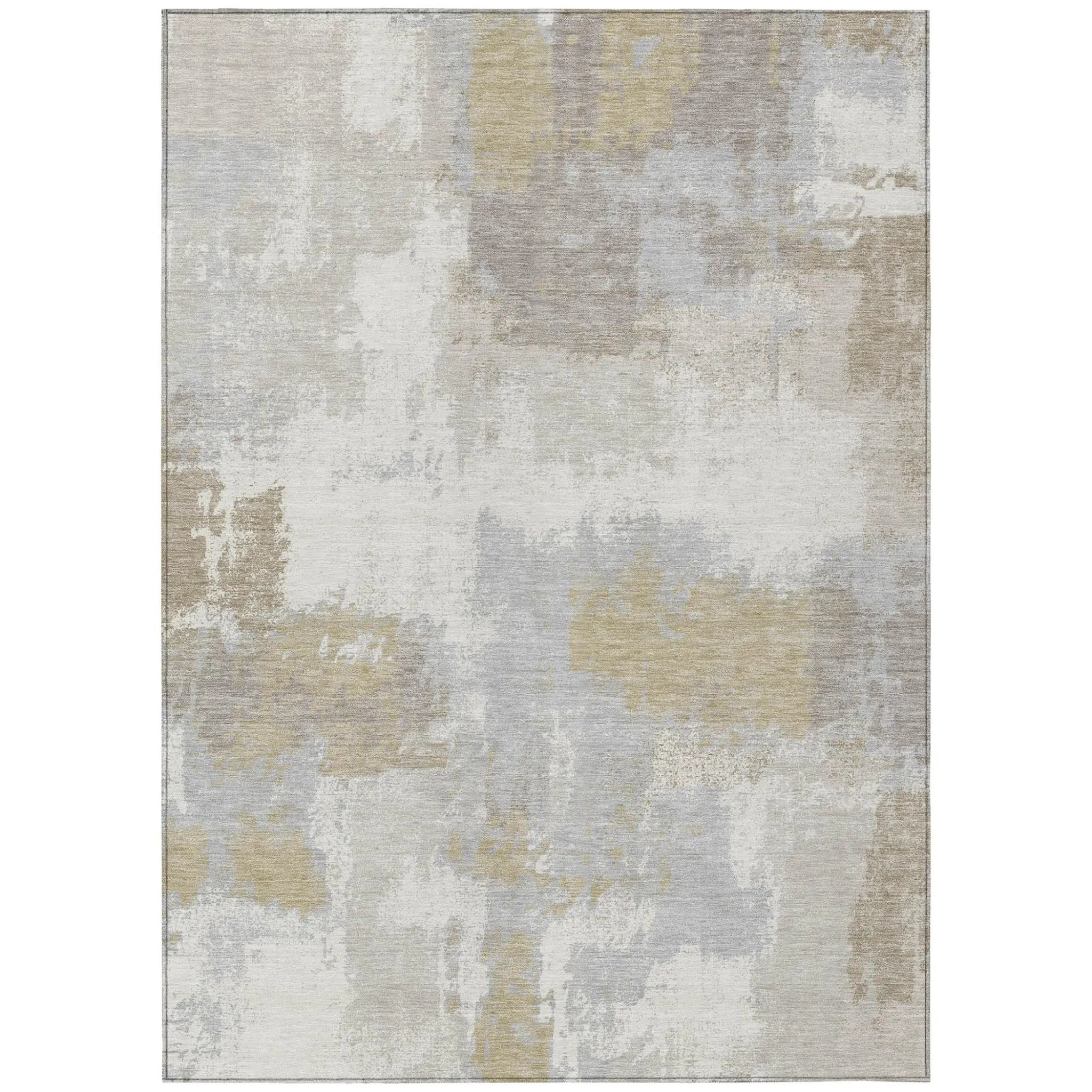 10' X 14' Ivory And Silver Abstract Washable Indoor Outdoor Area Rug Homeroots Outdoor