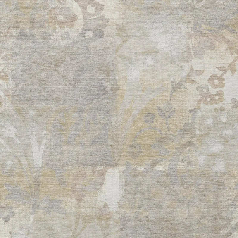 10' X 14' Ivory And Silver Botanical Leaves Washable Indoor Outdoor Area Rug Homeroots Outdoor