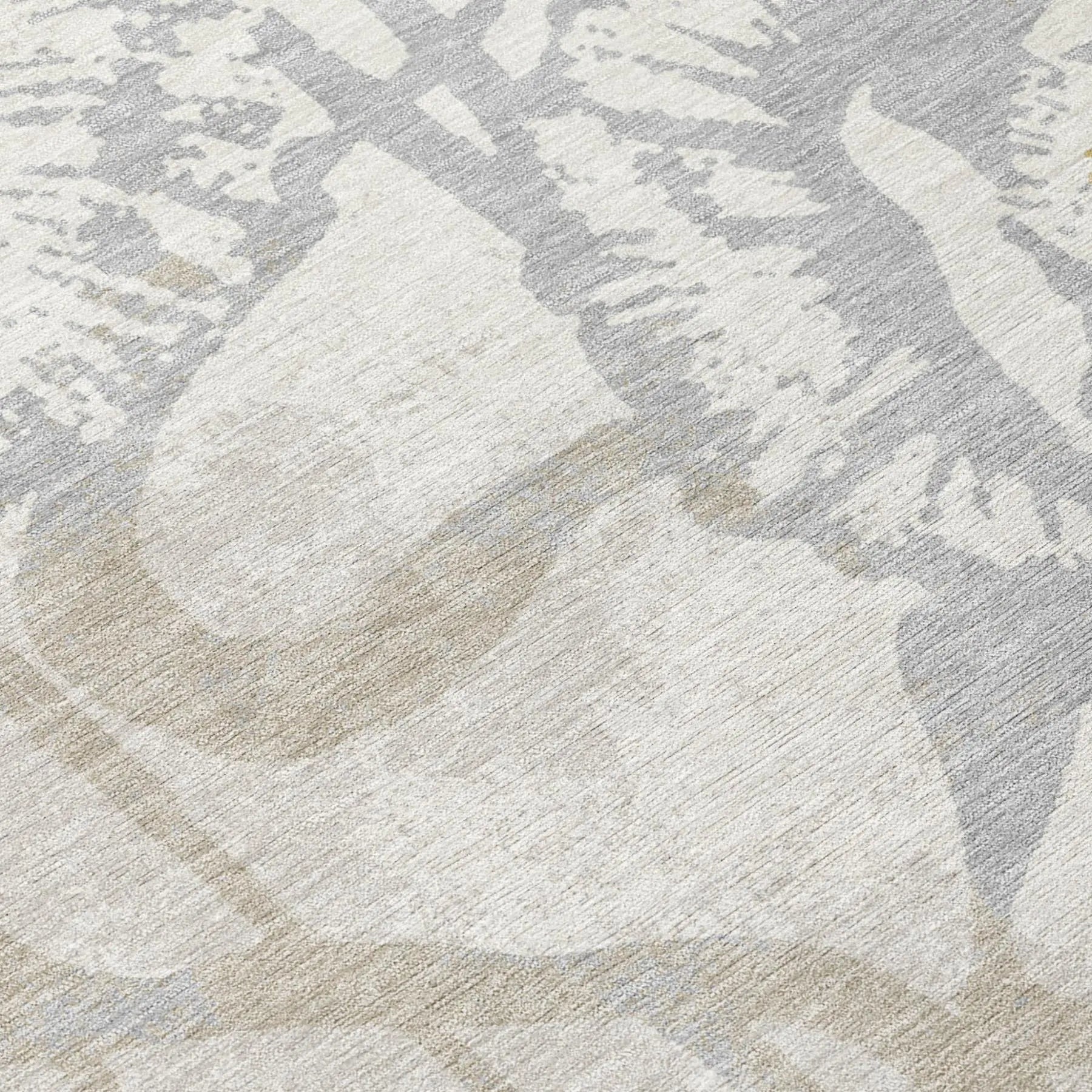 10' X 14' Ivory And Silver Floral Washable Indoor Outdoor Area Rug Homeroots Outdoor