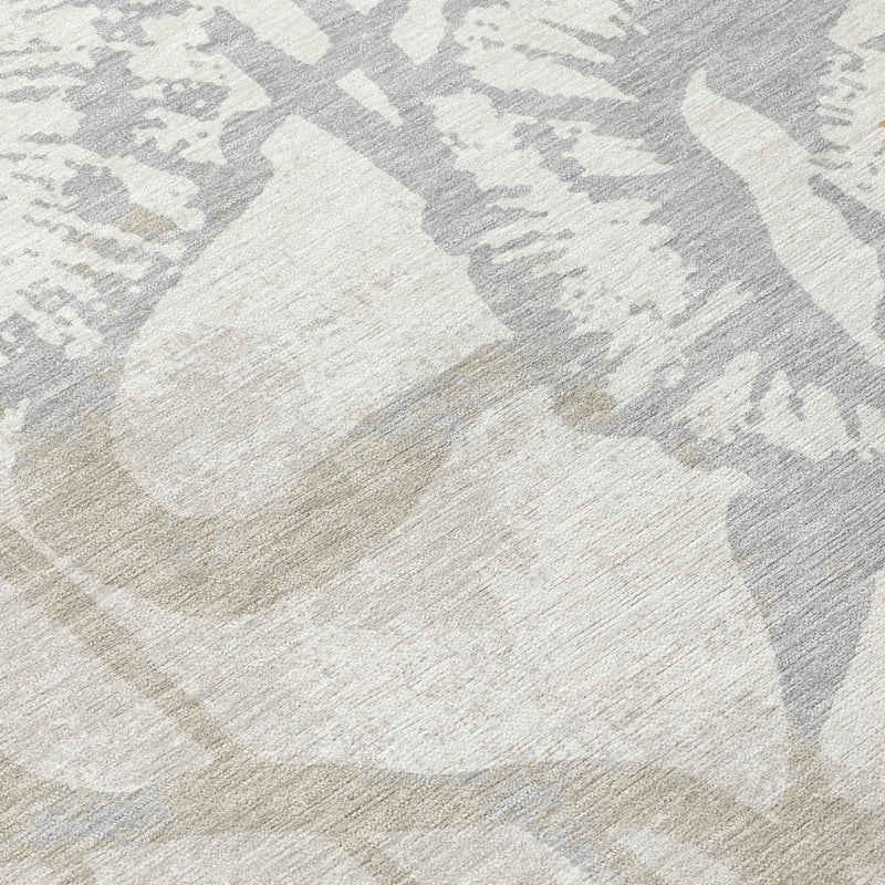 10' X 14' Ivory And Silver Floral Washable Indoor Outdoor Area Rug Homeroots Outdoor