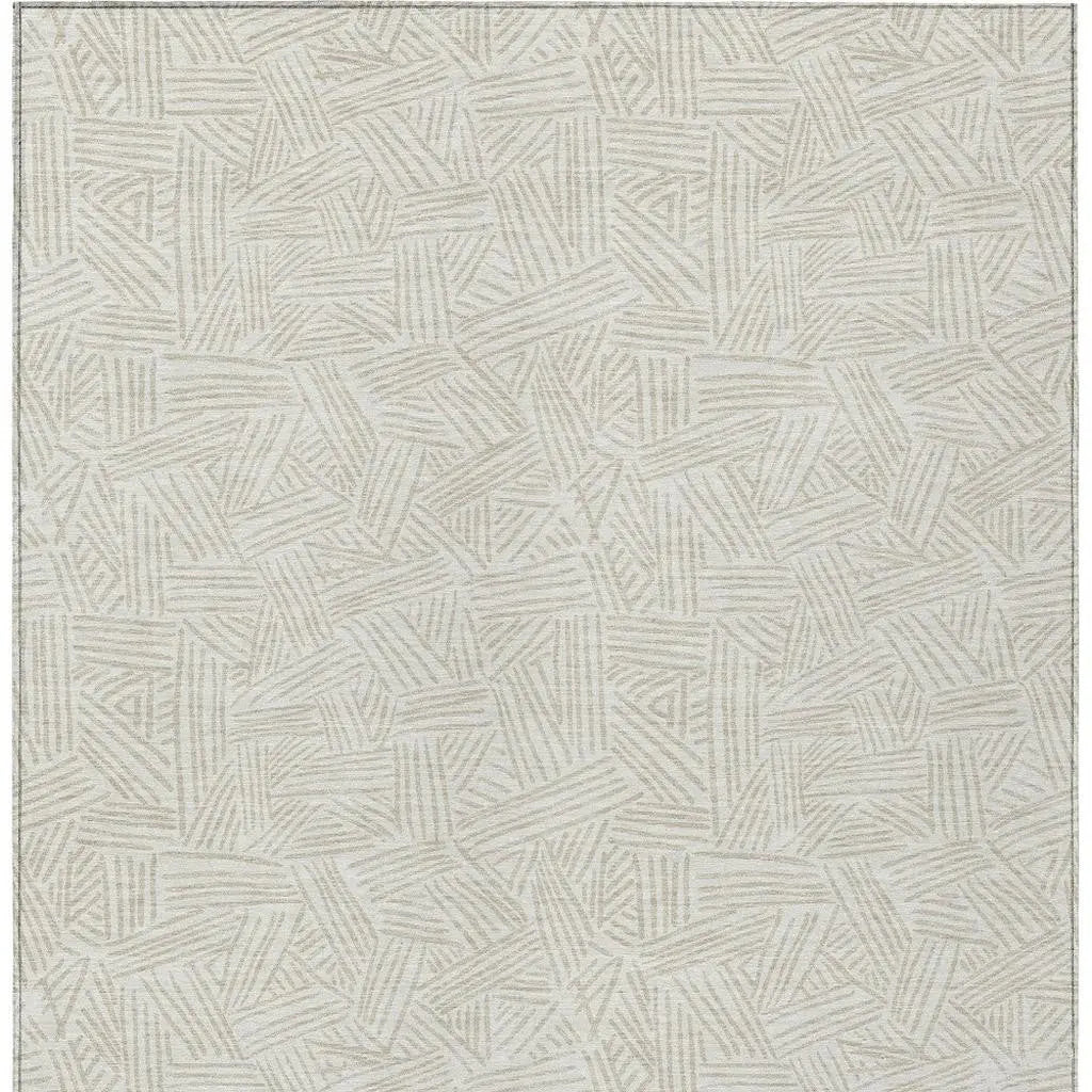 10' X 14' Ivory And Silver Geometric Washable Indoor Outdoor Area Rug Homeroots Outdoor