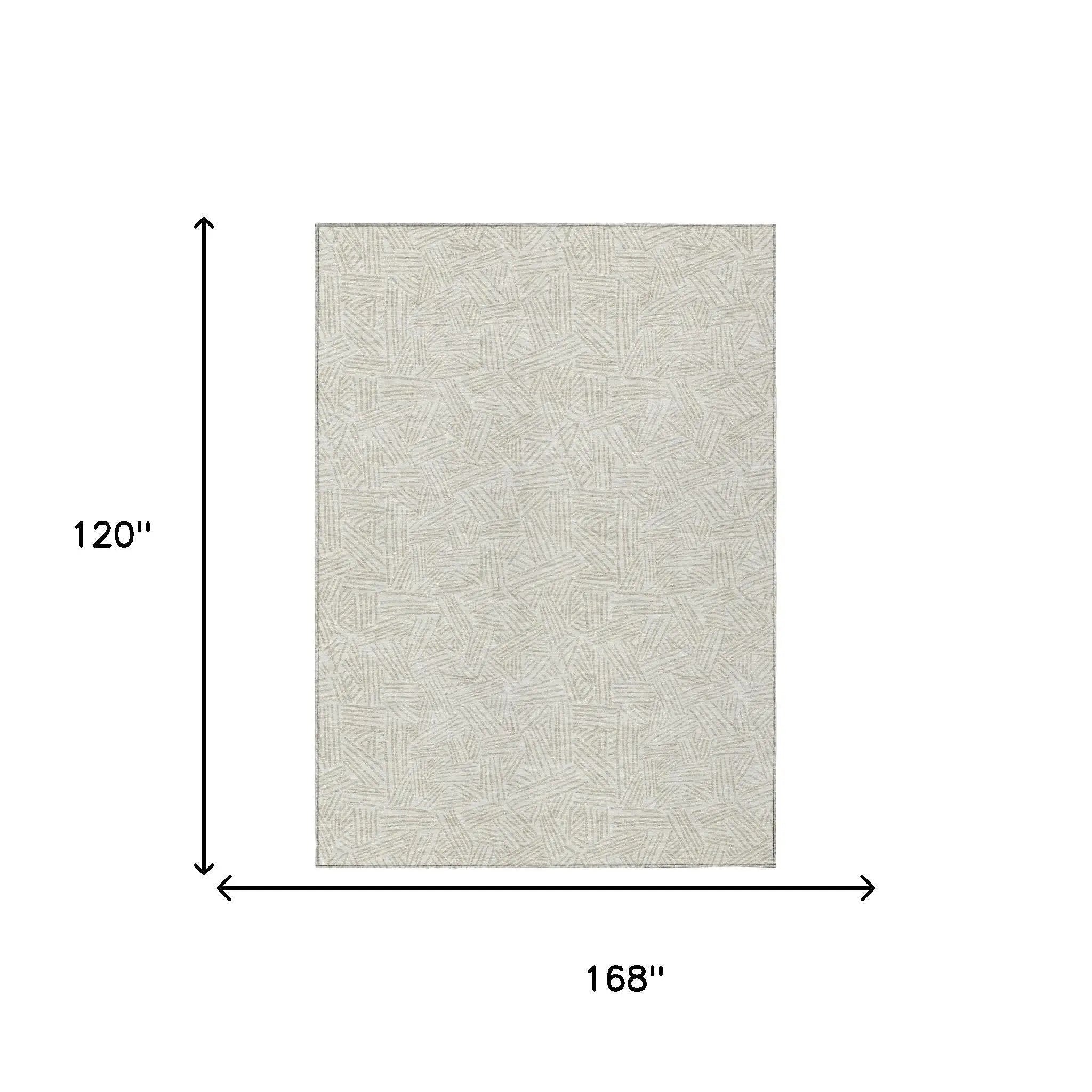 10' X 14' Ivory And Silver Geometric Washable Indoor Outdoor Area Rug Homeroots Outdoor
