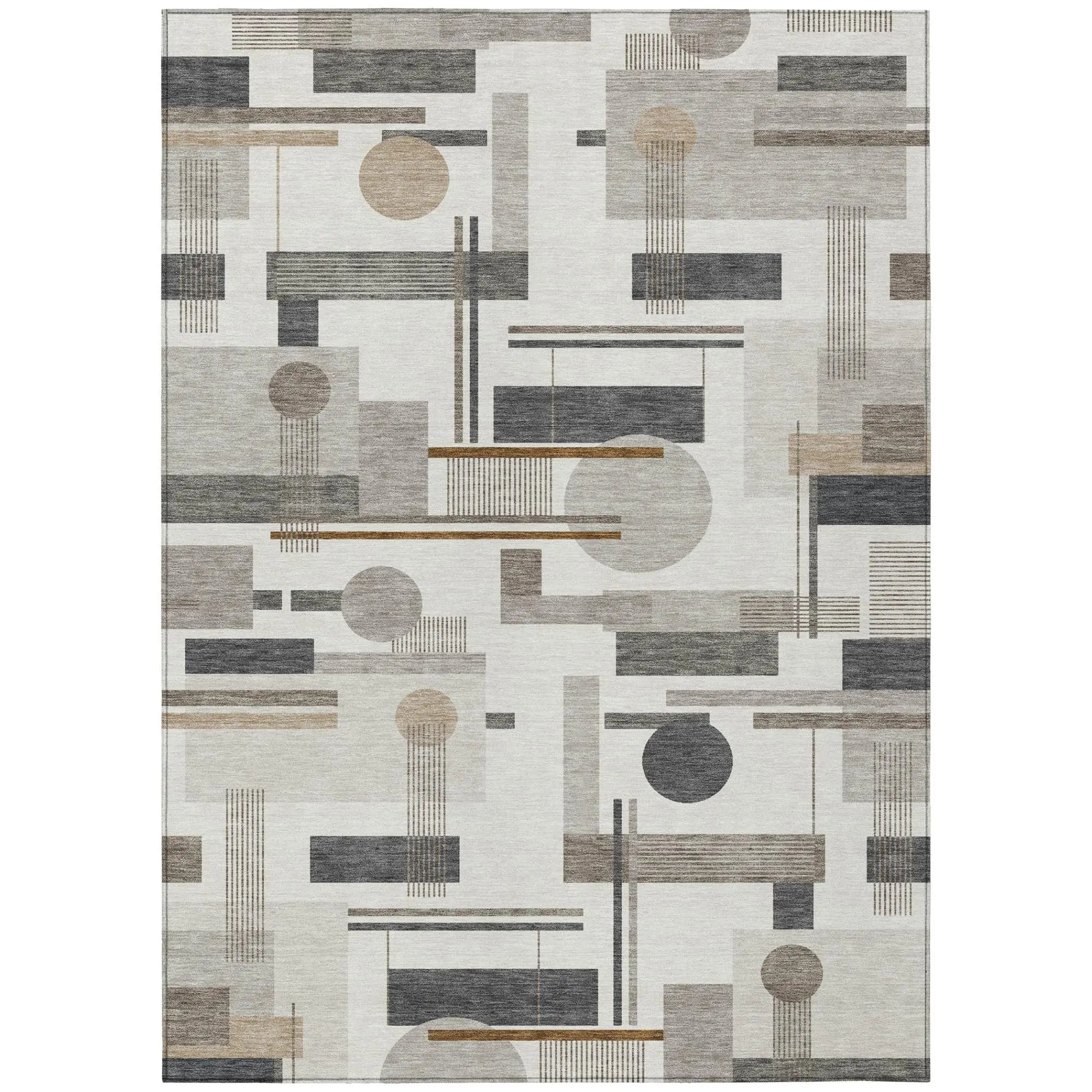10' X 14' Ivory And Silver Geometric Washable Indoor Outdoor Area Rug Homeroots Outdoor