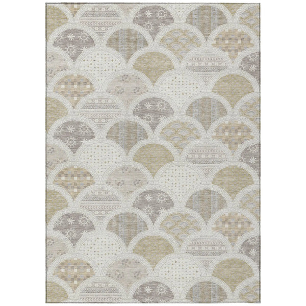 10' X 14' Ivory And Silver Geometric Washable Indoor Outdoor Area Rug Homeroots Outdoor