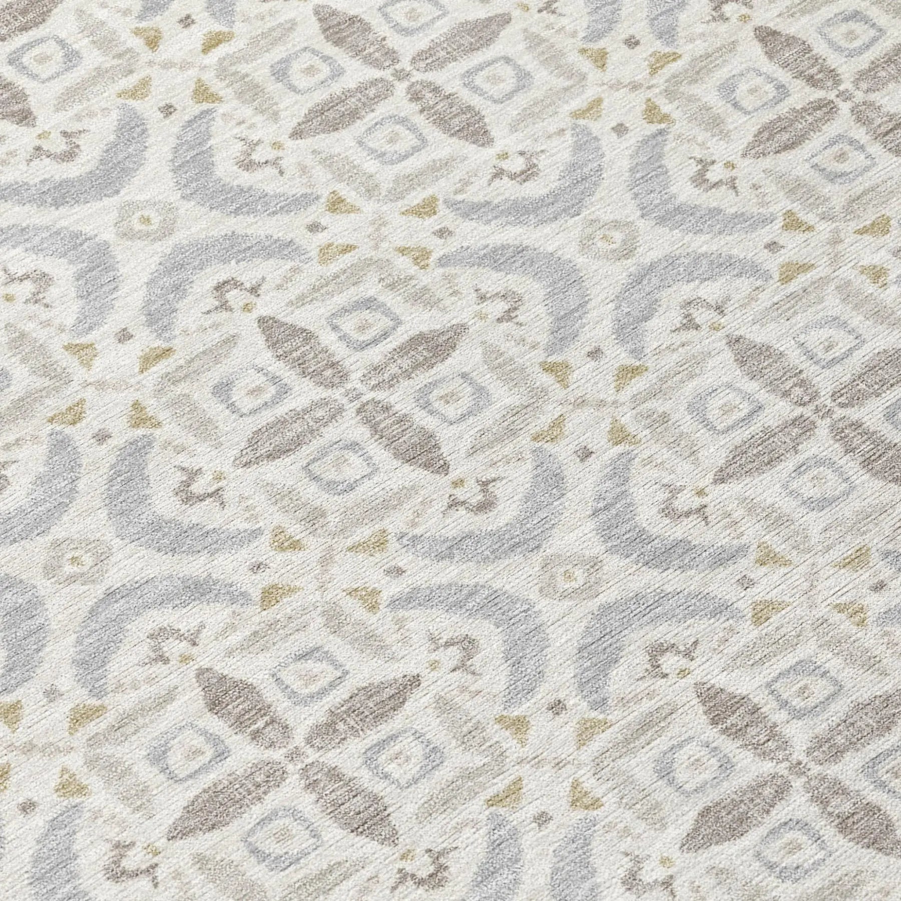 10' X 14' Ivory And Silver Geometric Washable Indoor Outdoor Area Rug Homeroots Outdoor