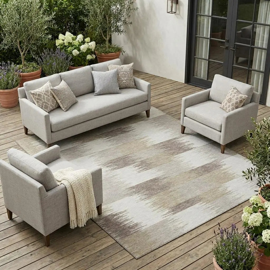 10' X 14' Ivory And Silver Geometric Washable Indoor Outdoor Area Rug Homeroots Outdoor