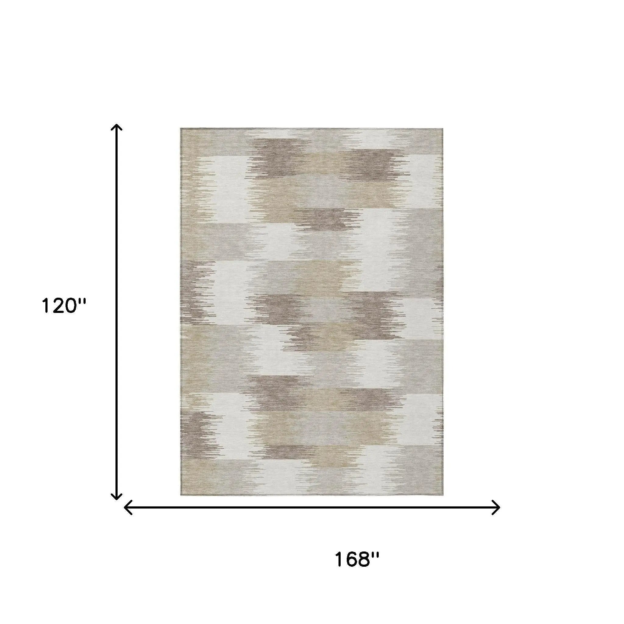 10' X 14' Ivory And Silver Geometric Washable Indoor Outdoor Area Rug Homeroots Outdoor