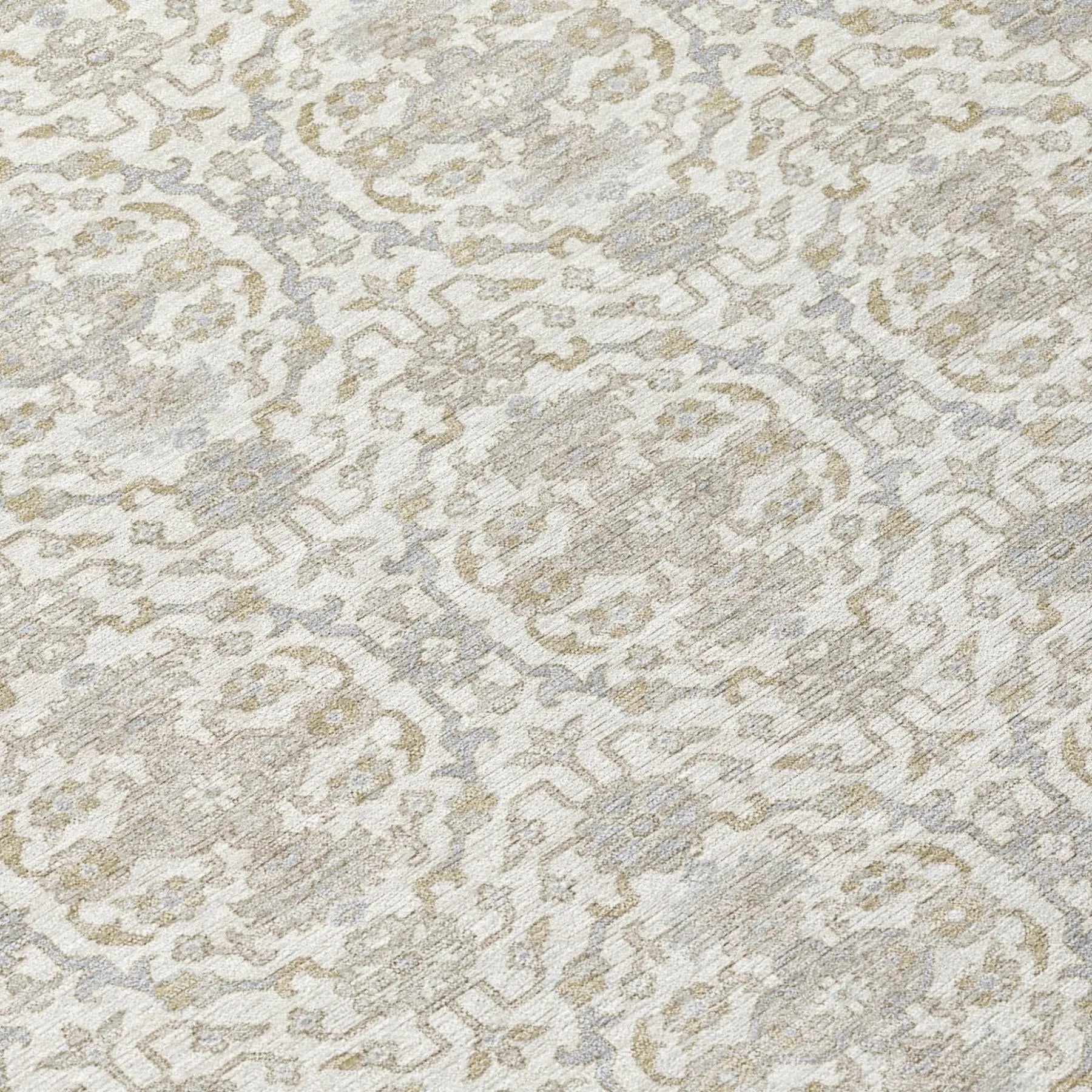 10' X 14' Ivory And Silver Oriental Washable Indoor Outdoor Area Rug Homeroots Outdoor