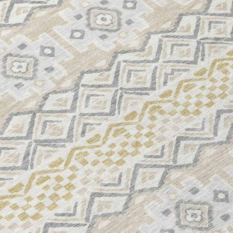 10' X 14' Ivory And Silver Striped Washable Indoor Outdoor Area Rug Homeroots Outdoor