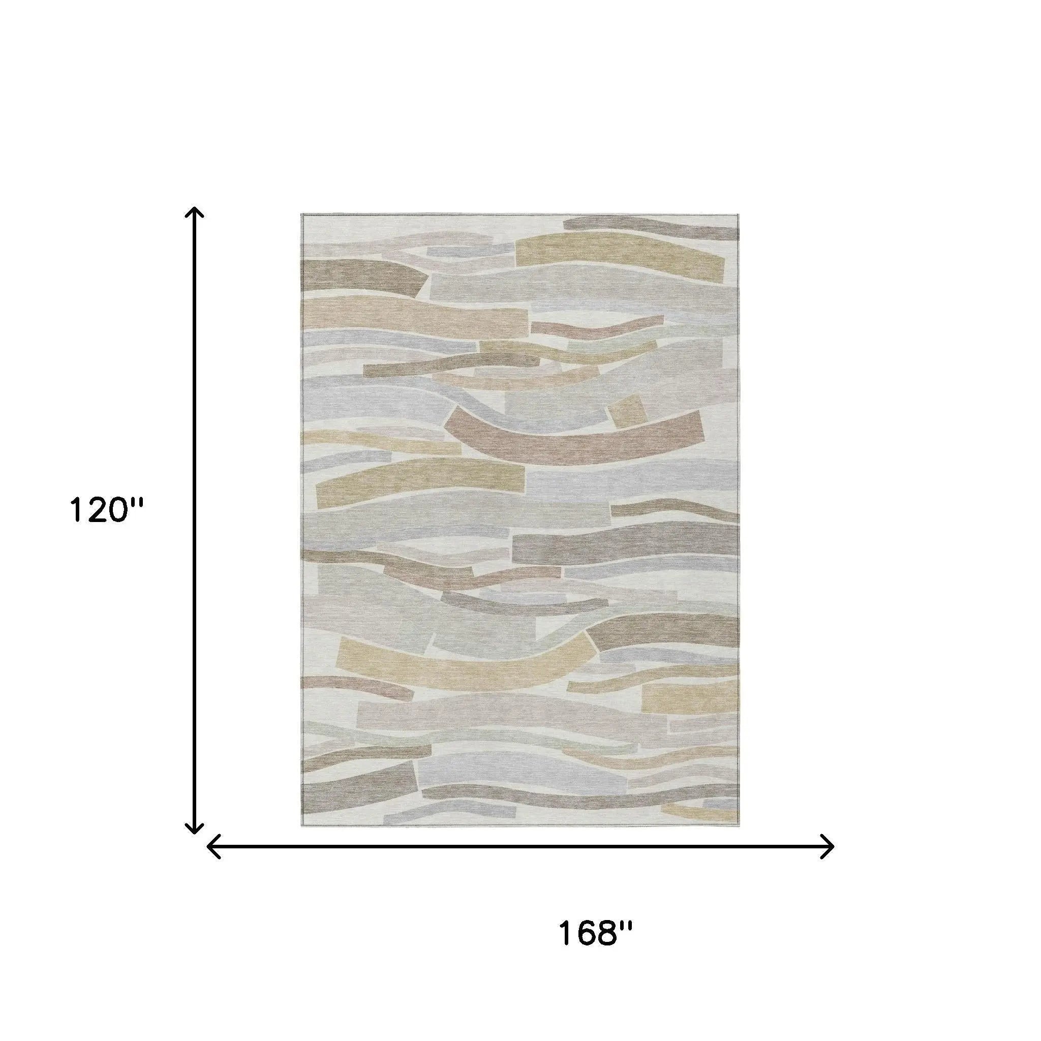 10' X 14' Ivory And Silver Striped Washable Indoor Outdoor Area Rug Homeroots Outdoor