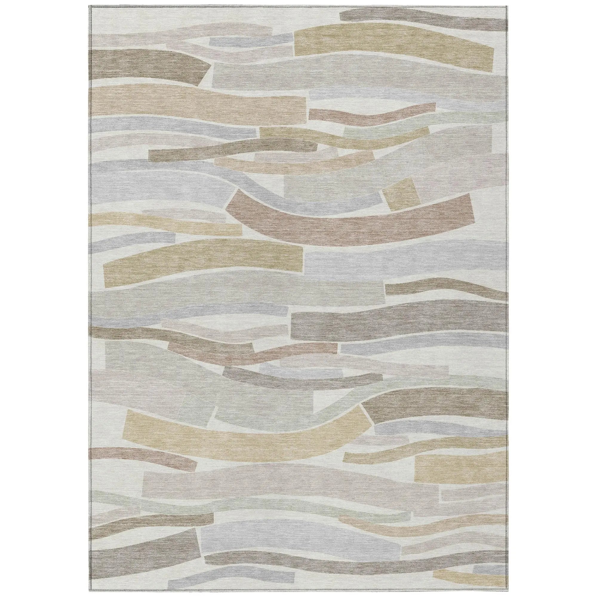 10' X 14' Ivory And Silver Striped Washable Indoor Outdoor Area Rug Homeroots Outdoor