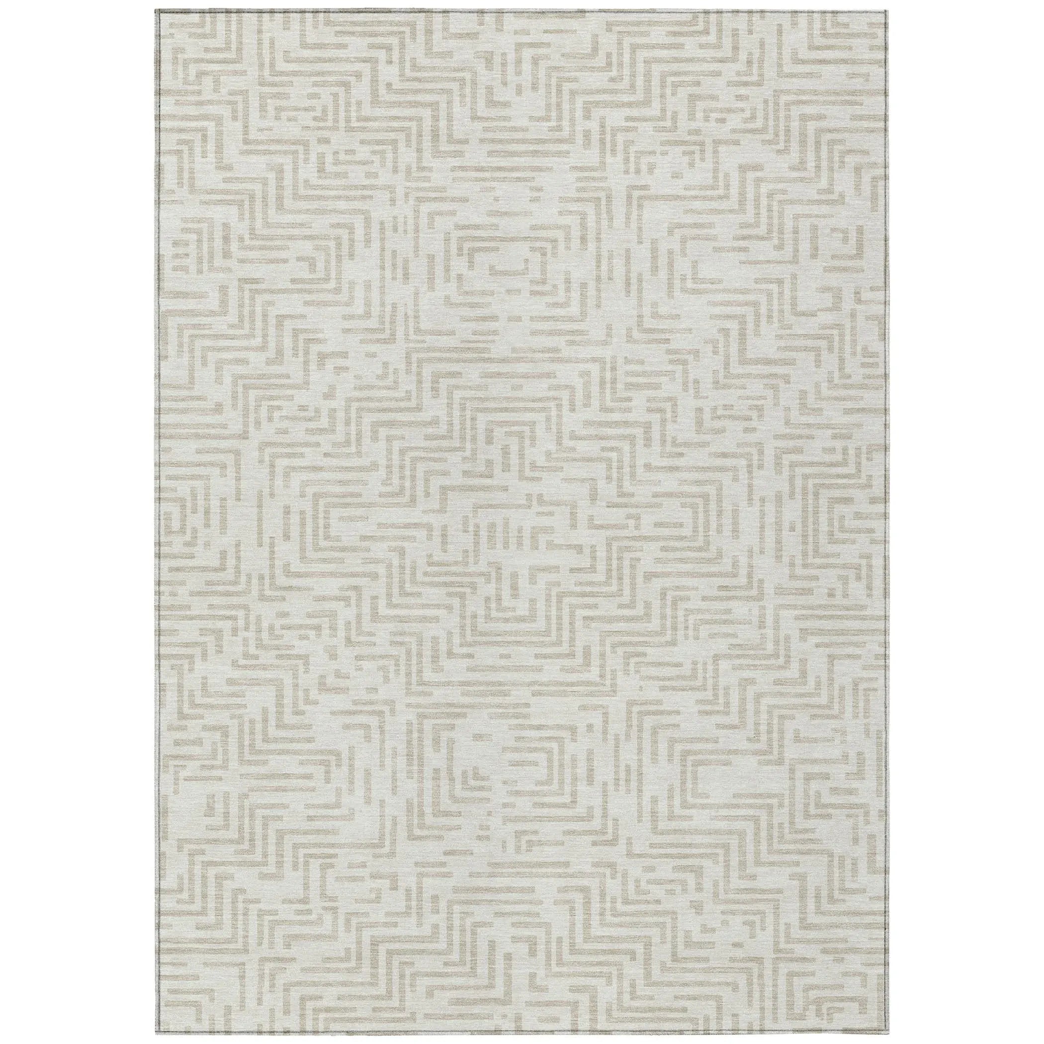 10' X 14' Ivory And Sky Blue Geometric Washable Indoor Outdoor Area Rug Homeroots Outdoor