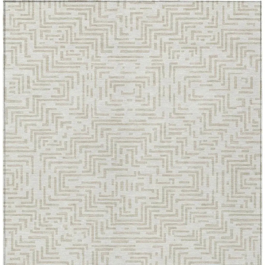 10' X 14' Ivory And Sky Blue Geometric Washable Indoor Outdoor Area Rug Homeroots Outdoor