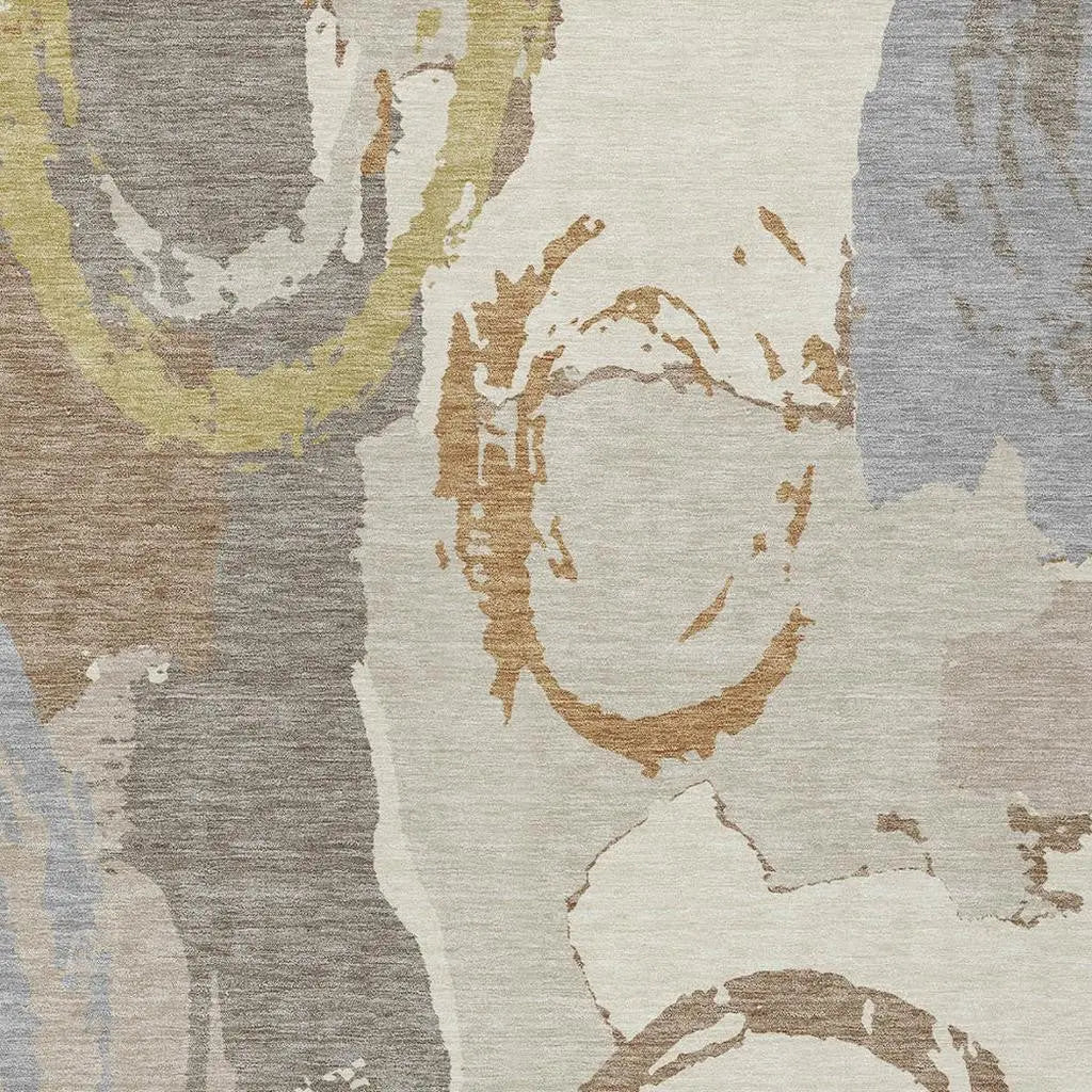 10' X 14' Ivory And Taupe Abstract Washable Indoor Outdoor Area Rug Homeroots Outdoor