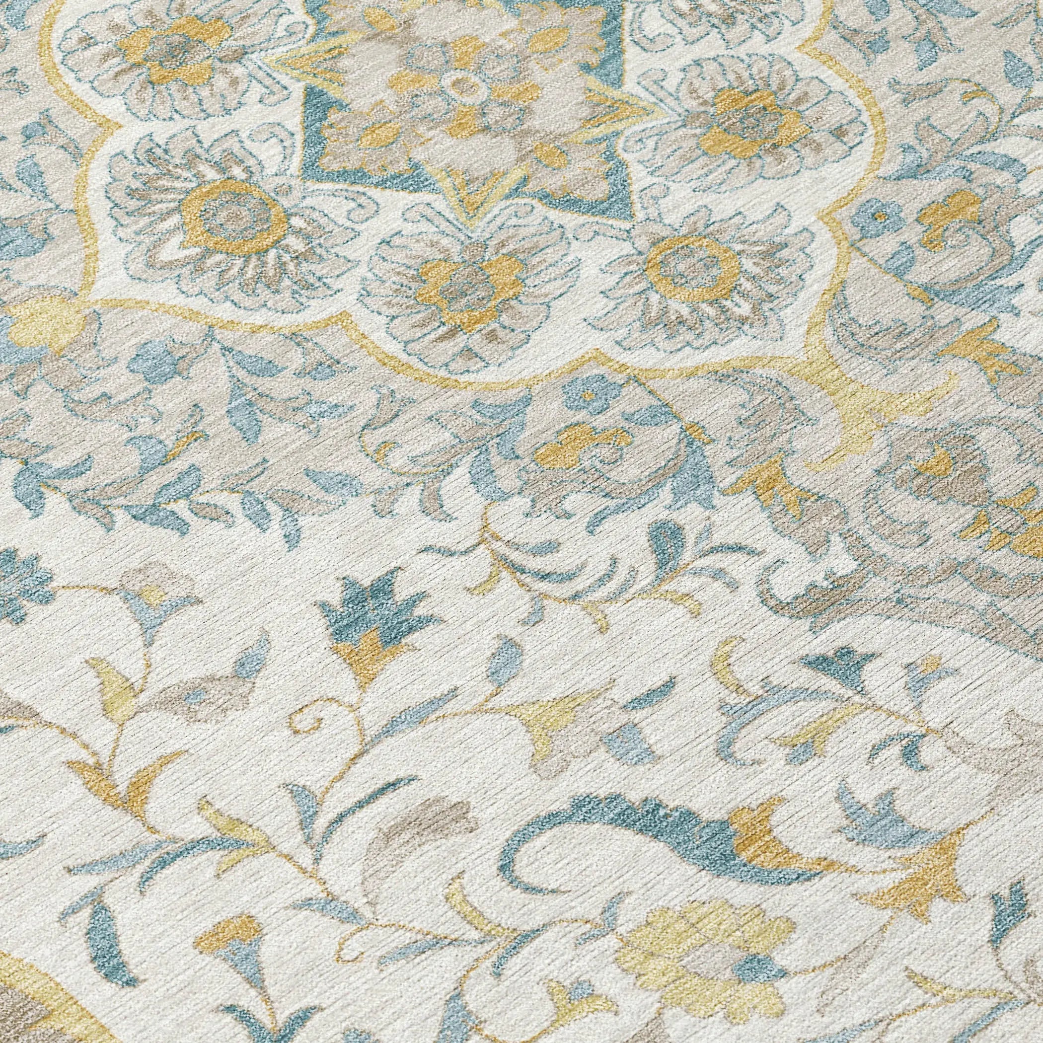 10' X 14' Ivory And Taupe Medallion Washable Indoor Outdoor Area Rug Homeroots Outdoor