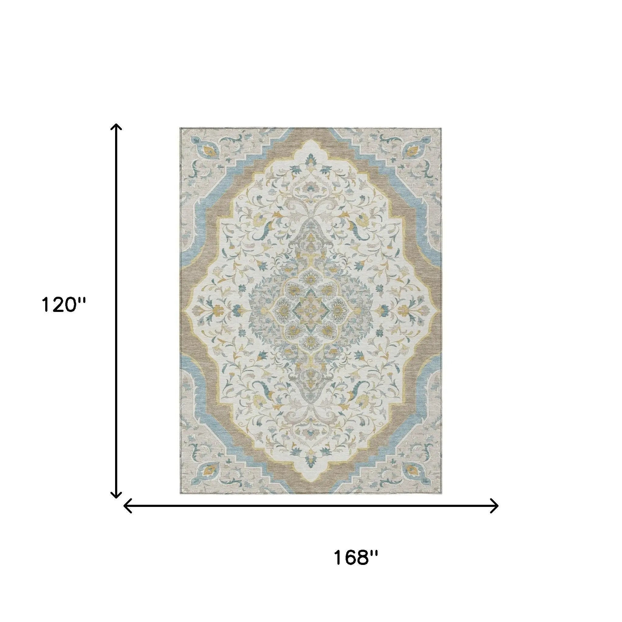 10' X 14' Ivory And Taupe Medallion Washable Indoor Outdoor Area Rug Homeroots Outdoor