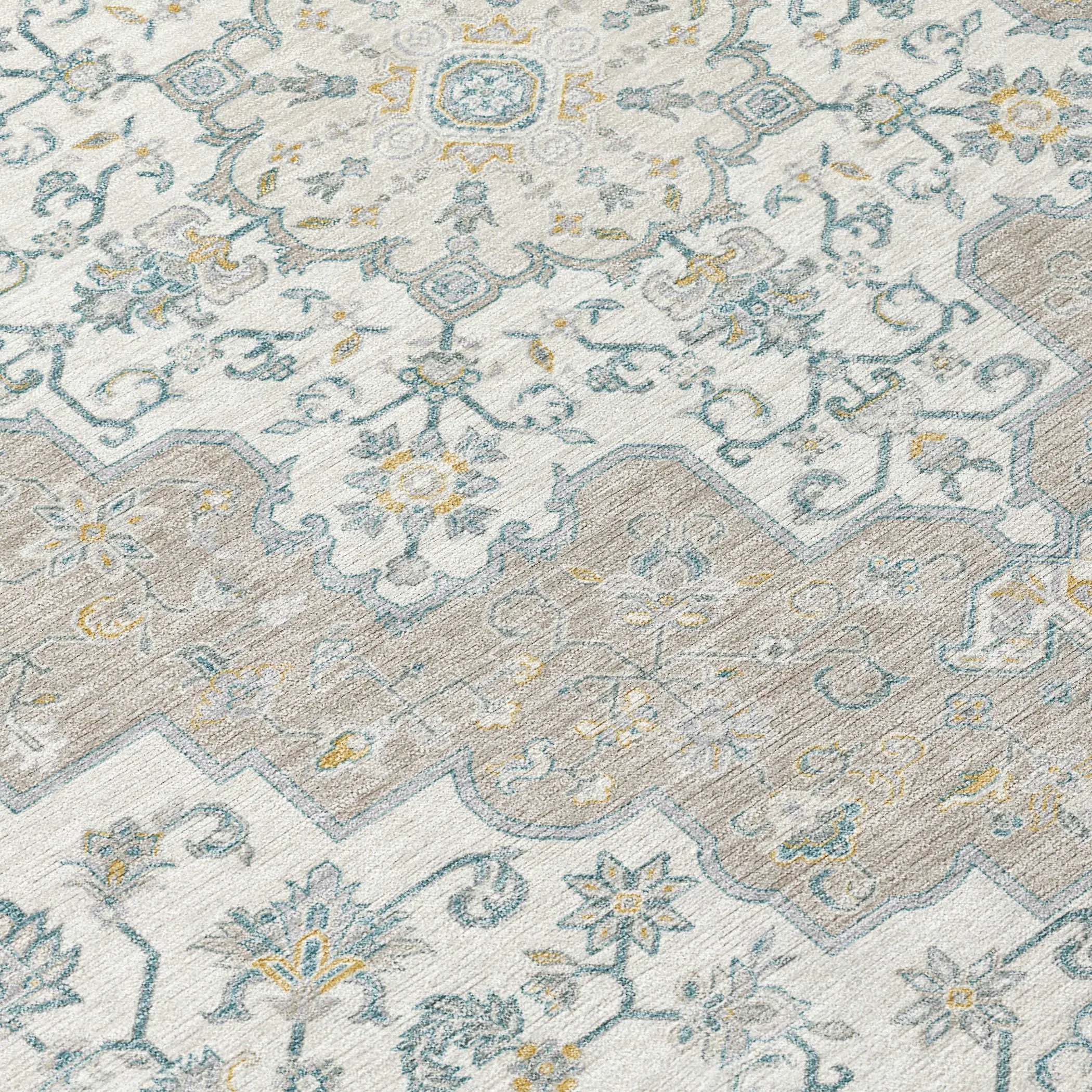 10' X 14' Ivory And Taupe Medallion Washable Indoor Outdoor Area Rug Homeroots Outdoor