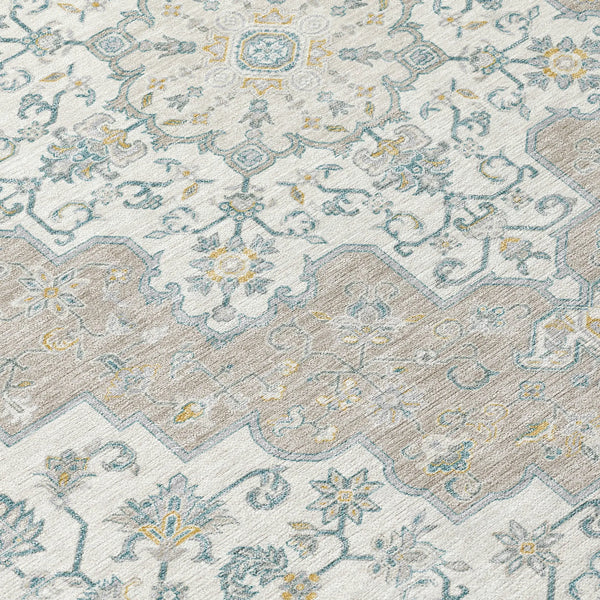 10' X 14' Ivory And Taupe Medallion Washable Indoor Outdoor Area Rug Homeroots Outdoor