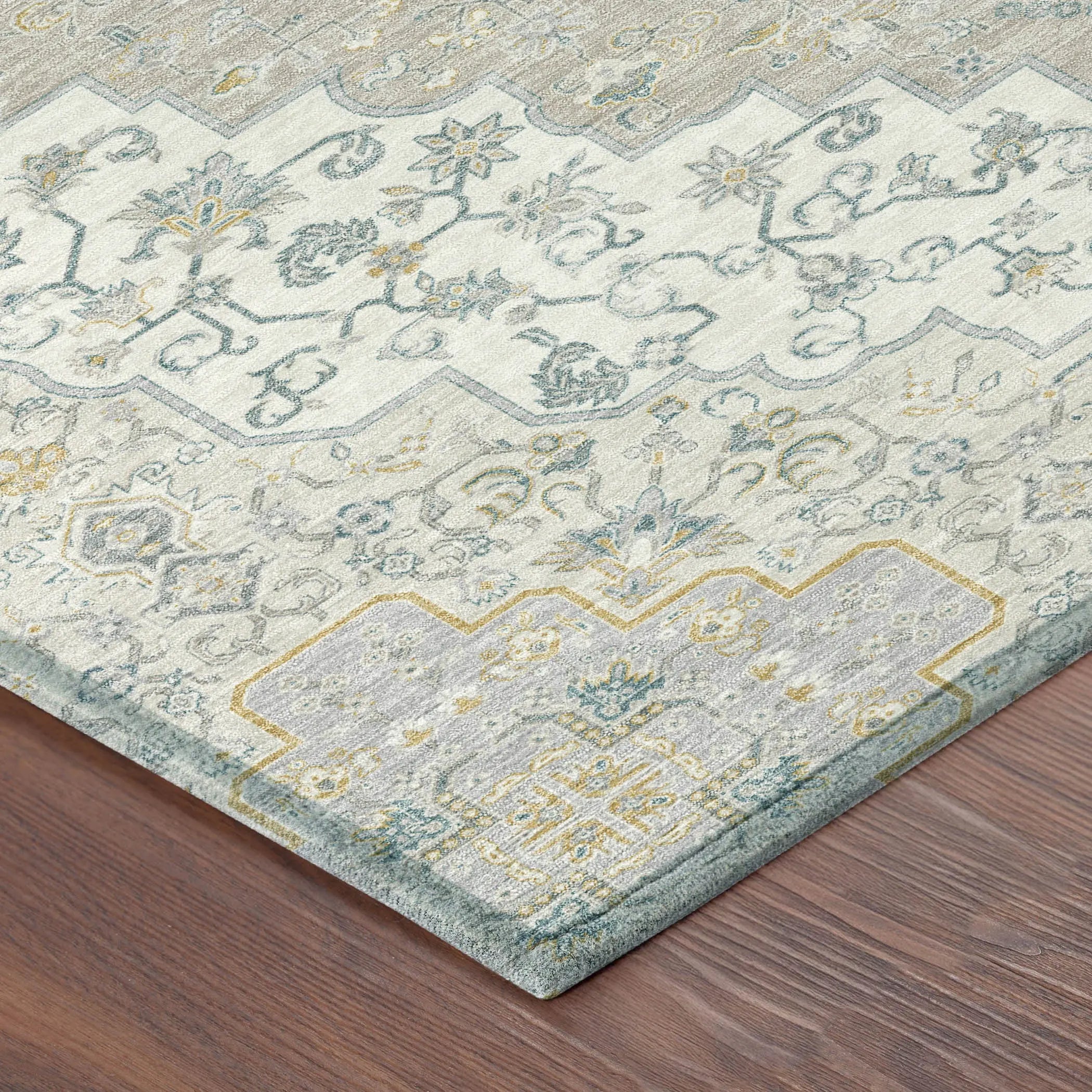 10' X 14' Ivory And Taupe Medallion Washable Indoor Outdoor Area Rug Homeroots Outdoor