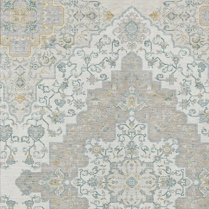 10' X 14' Ivory And Taupe Medallion Washable Indoor Outdoor Area Rug Homeroots Outdoor