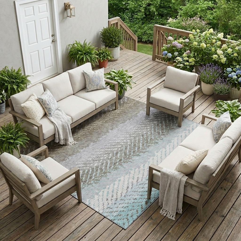 10' X 14' Ivory And Taupe Striped Washable Indoor Outdoor Area Rug Homeroots Outdoor
