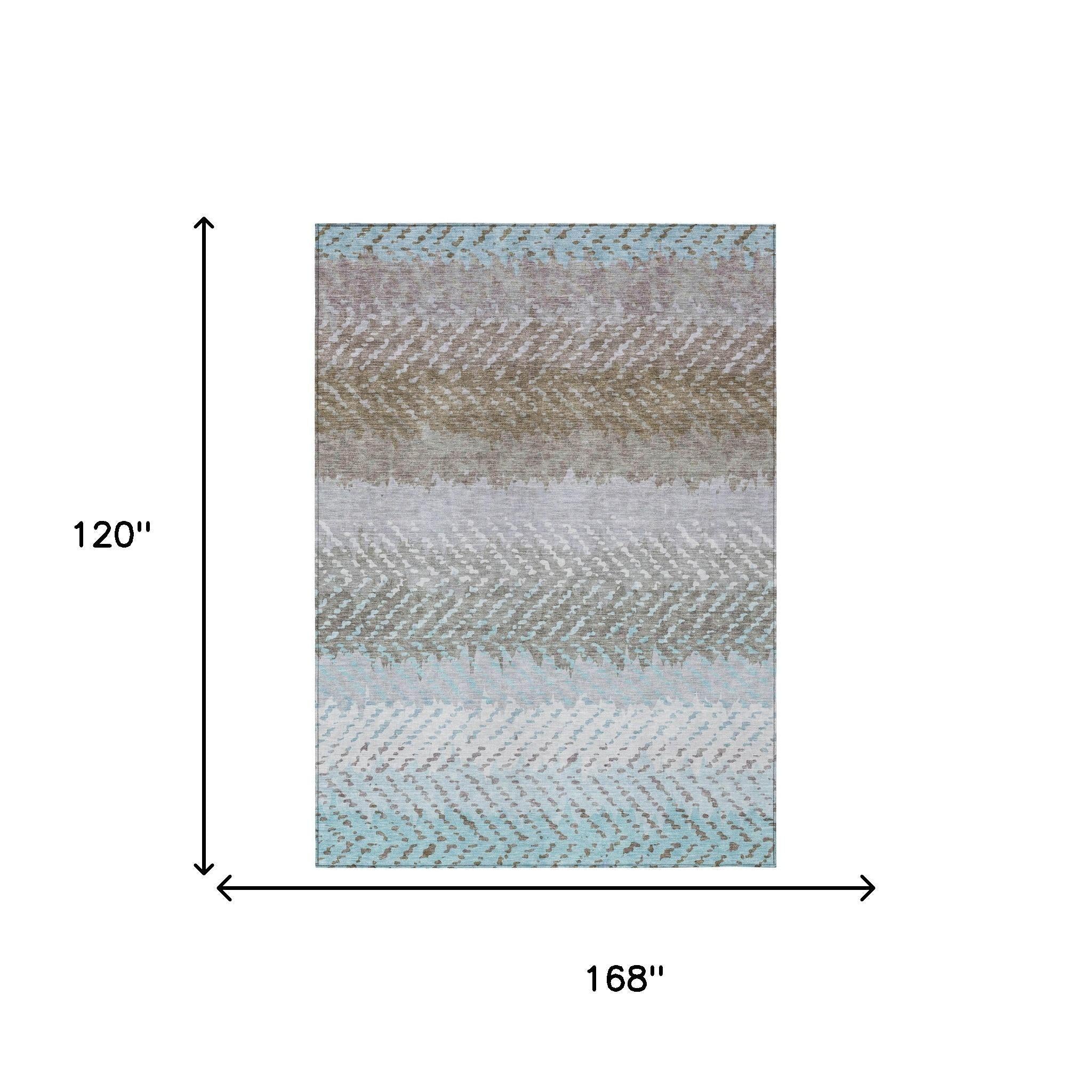 10' X 14' Ivory And Taupe Striped Washable Indoor Outdoor Area Rug Homeroots Outdoor