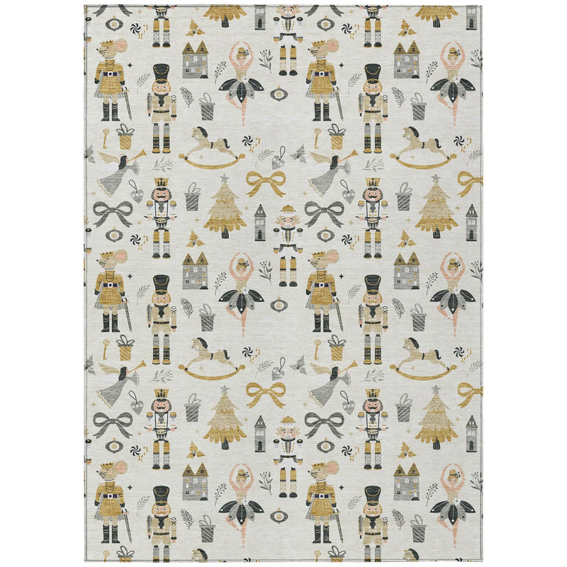10' X 14' Ivory Gold Black And Gray Village House Washable Indoor Outdoor Area Rug Homeroots Outdoor