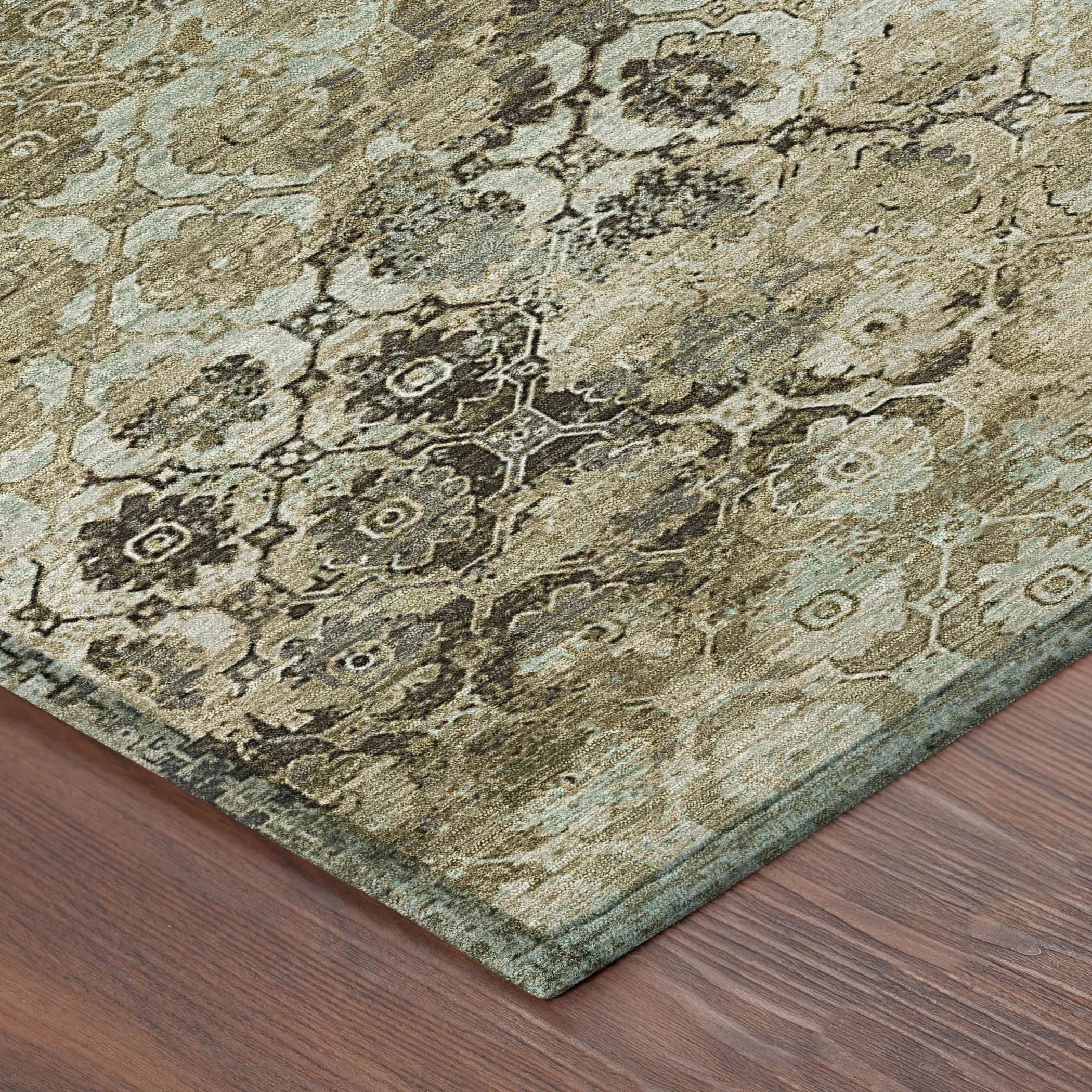 10' X 14' Khaki And Olive Green Abstract Washable Indoor Outdoor Area Rug Homeroots Outdoor