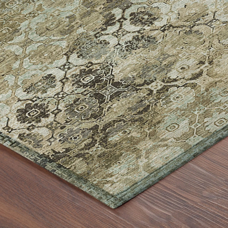 10' X 14' Khaki And Olive Green Abstract Washable Indoor Outdoor Area Rug Homeroots Outdoor