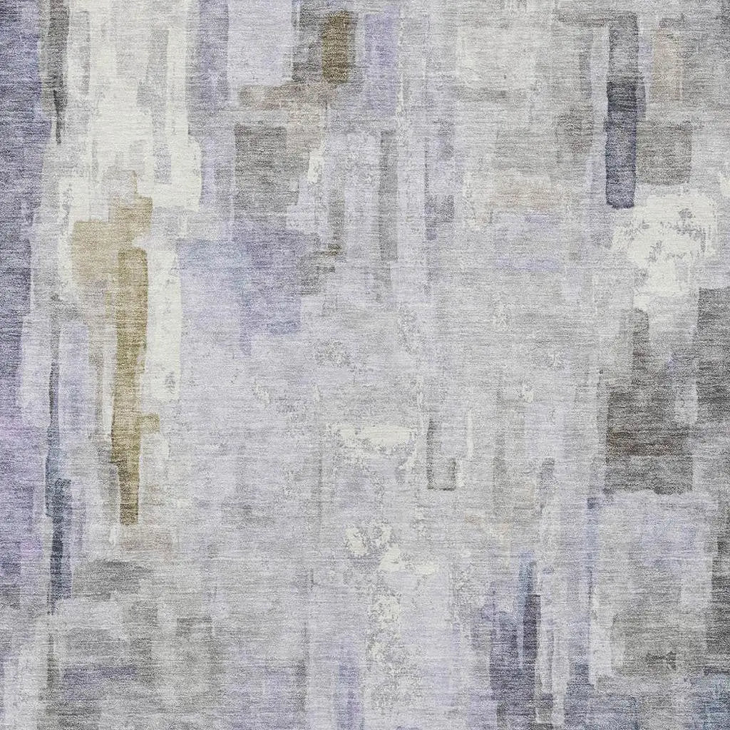 10' X 14' Lavender And Gray Abstract Washable Indoor Outdoor Area Rug Homeroots Outdoor